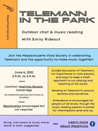 A poster for an outdoor chat and music reading.